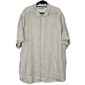 Tommy Bahama Men's 100% Linen Short Sleeved Shirt Natural Beige